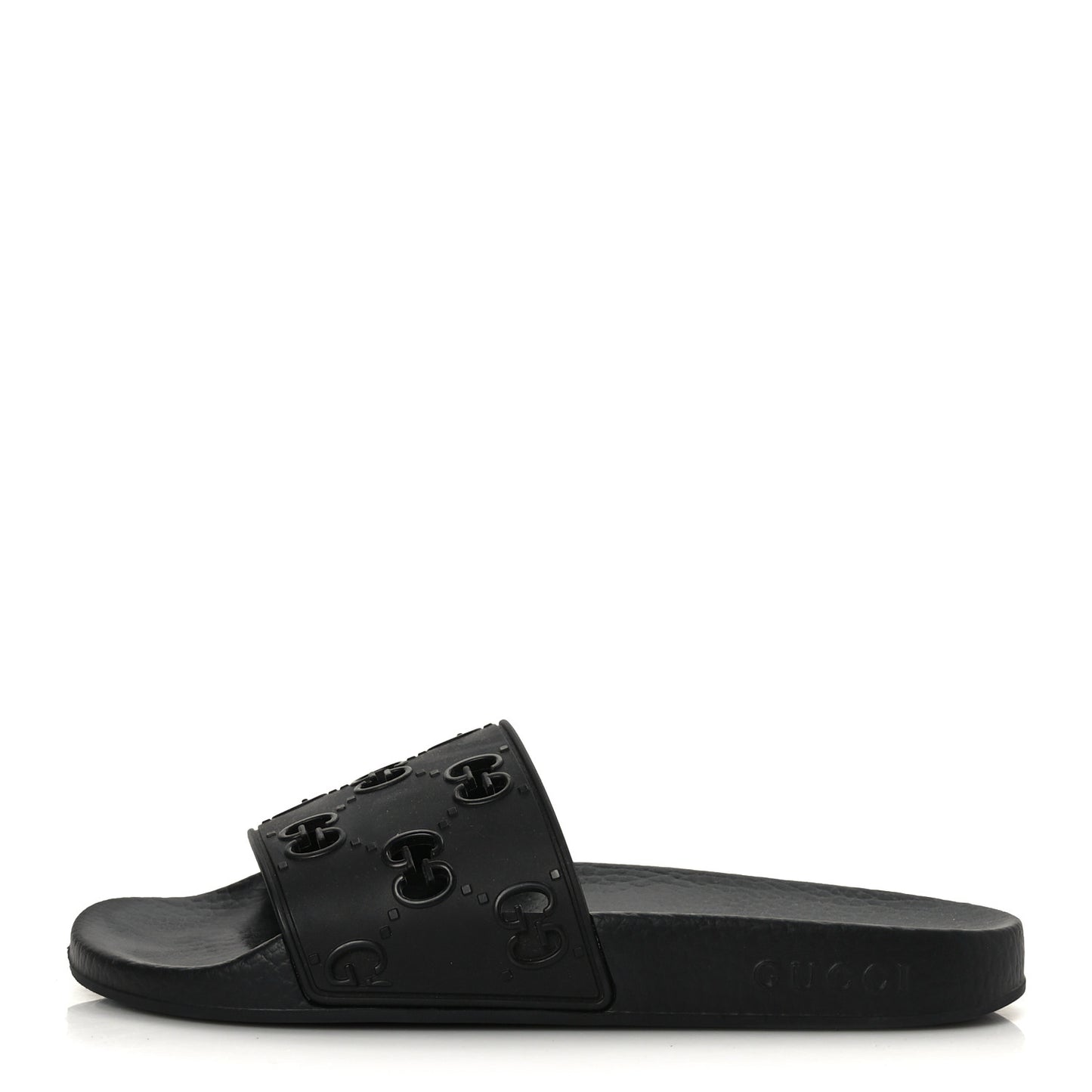 Rubber GG Monogram Perforated Womens Slide Sandals 38 Black