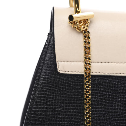 Chloe Grained Calfskin Lambskin Bi-Color Drew Shoulder Bag Black Powder Beige 11 of 12