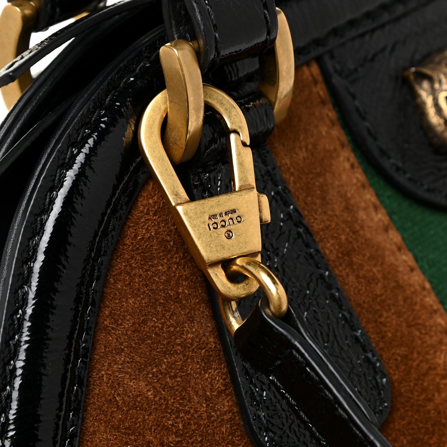 Suede Ophidia Medium Re(Belle) Top Handle Bag Nocciola Black