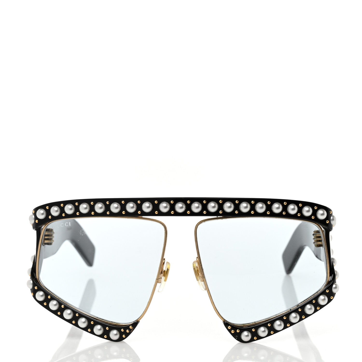 Gucci Acetate Pearl Rectangular Frame Sunglasses GG0234S Black 2 of 8
