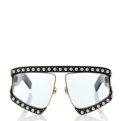Gucci Acetate Pearl Rectangular Frame Sunglasses GG0234S Black 2 of 8