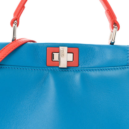 Fendi Nappa Colorblock Mini Peekaboo Iconic Satchel Blue Royal Papavero Cuoio 9 of 11