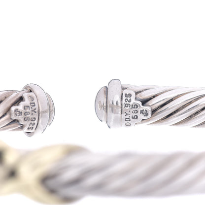 David Yurman Sterling Silver 14K Yellow Gold 7mm Double X Cable Bracelet 4 of 4