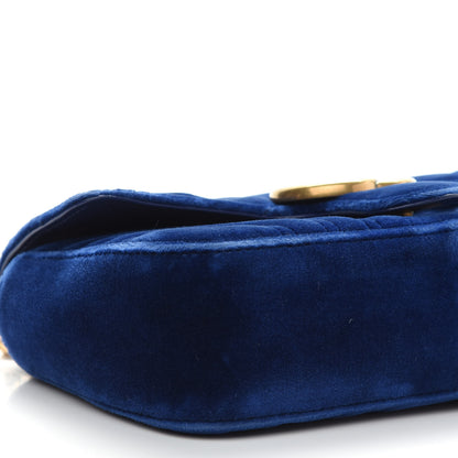 Gucci Velvet Matelasse Mini GG Marmont Shoulder Bag Cobalt Blue 8 of 9