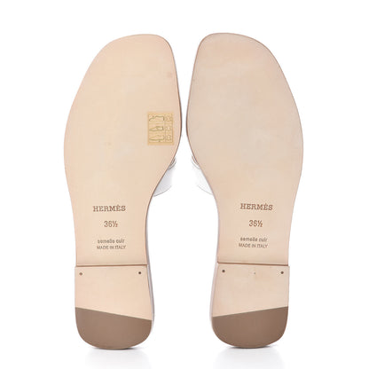 Hermes Box Calfskin Oran Sandals 36.5 White 5 of 7