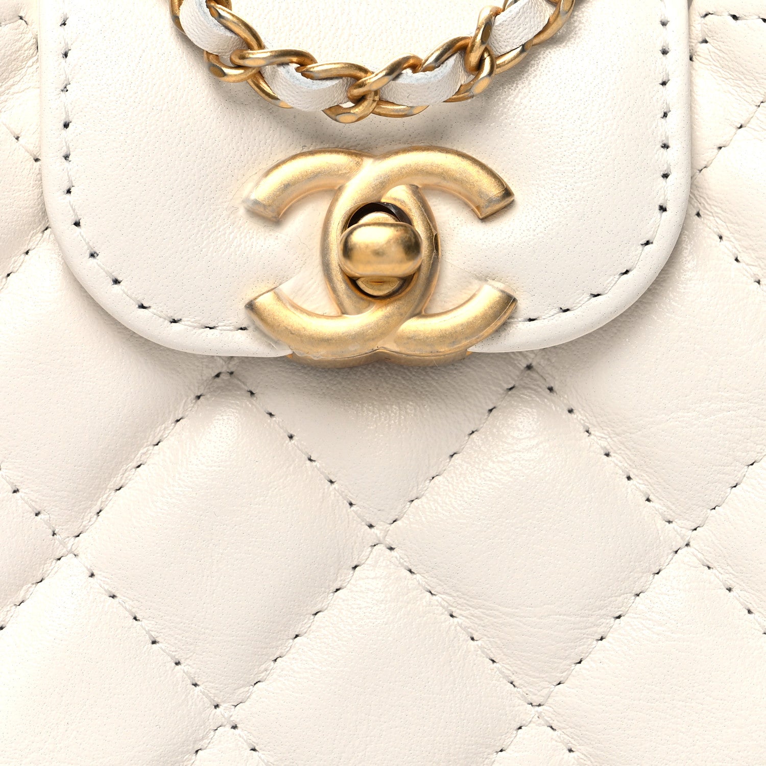 Chanel Shiny Aged Calfskin Quilted Mini Nano Kelly Shopper White 8 of 10