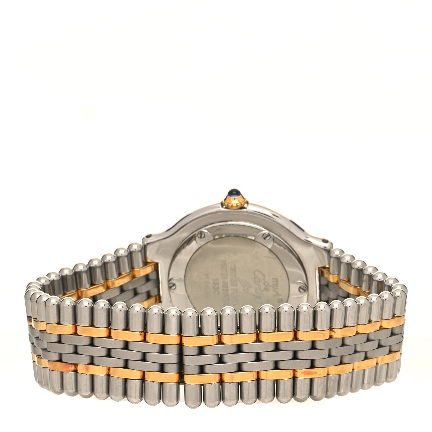 Cartier Stainless Steel 18K Yellow Gold 31mm Must De 21 Bullet Link Quartz Watch 3 of 4