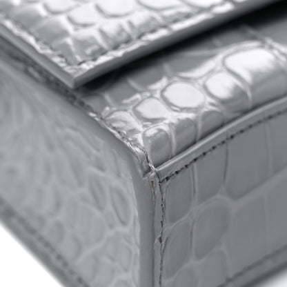 Balenciaga Shiny Calfskin Crocodile Embossed Hourglass Chain Bag Balenciaga Grey 7 of 10