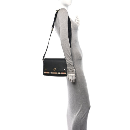 Burberry Grainy Calfskin Vintage Check Note Crossbody Bag Black 2 of 9