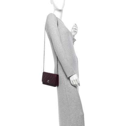 Chanel Lambskin Quilted Enamel CC Wallet On Chain WOC Burgundy 2 of 13