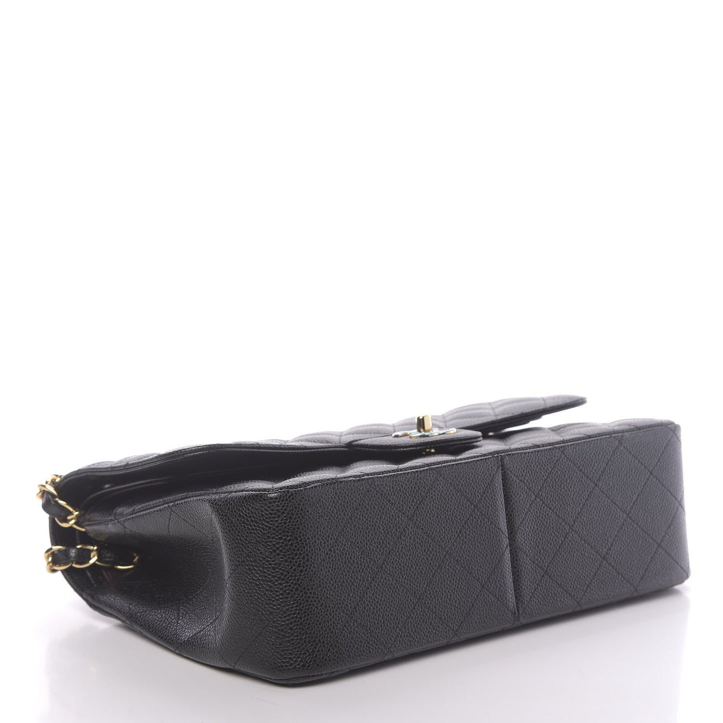 Caviar Quilted Jumbo Double Flap Black