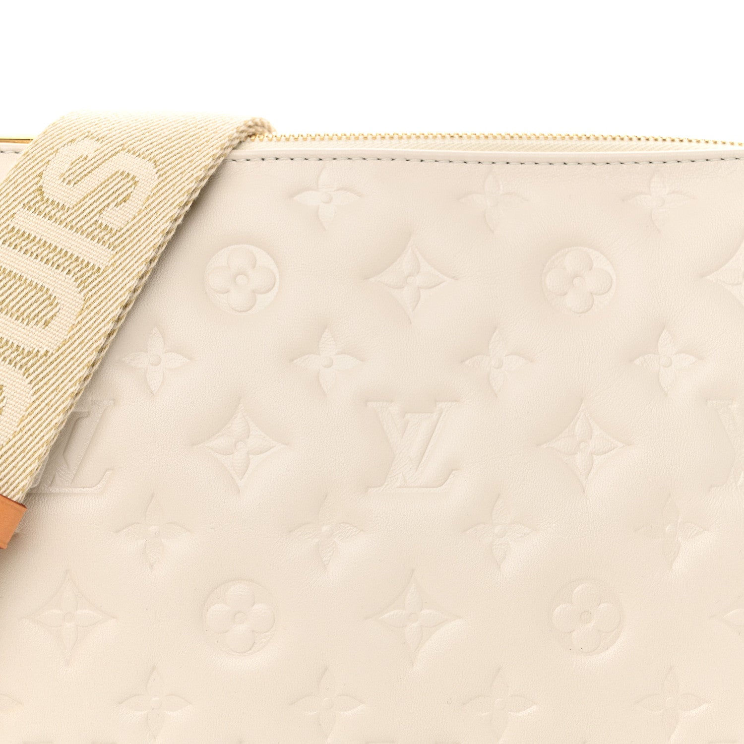 Louis Vuitton Lambskin Embossed Monogram Coussin PM Beige Cream 6 of 8