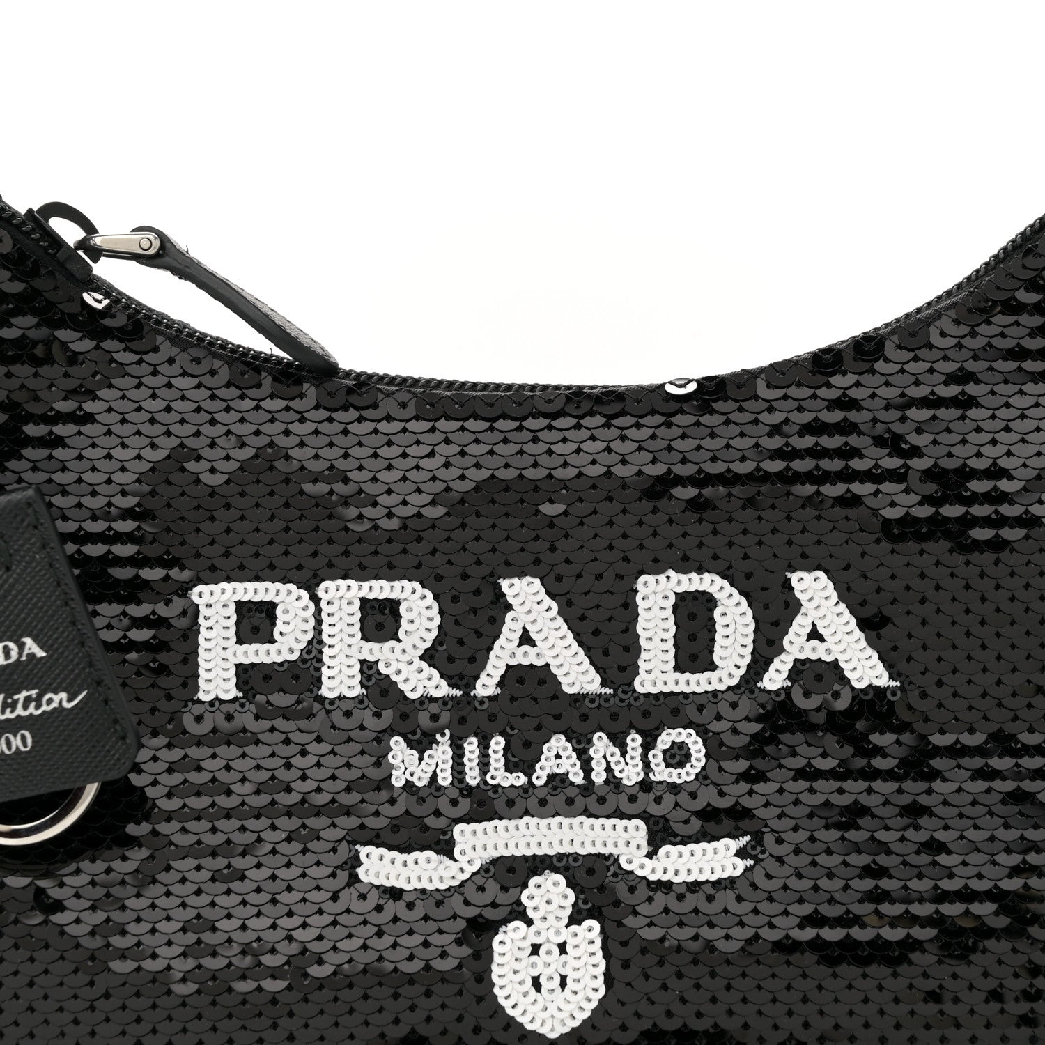 Prada Paillettes Sequin Mini Re-Edition 2000 Bag Black White 8 of 11