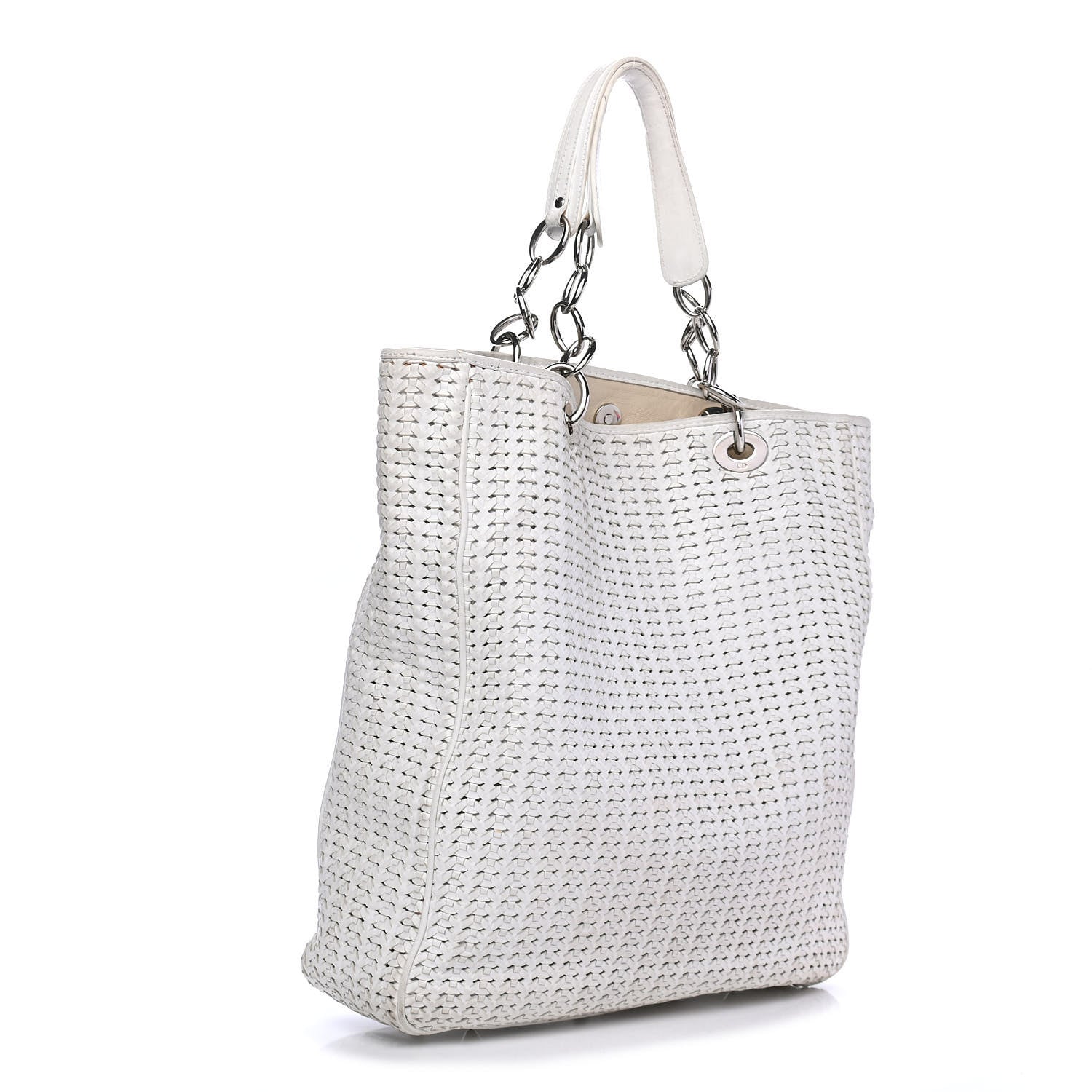 Christian Dior Lambskin Woven Dior Soft Shopping Tote White 2 of 6