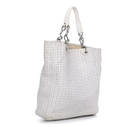 Christian Dior Lambskin Woven Dior Soft Shopping Tote White 2 of 6