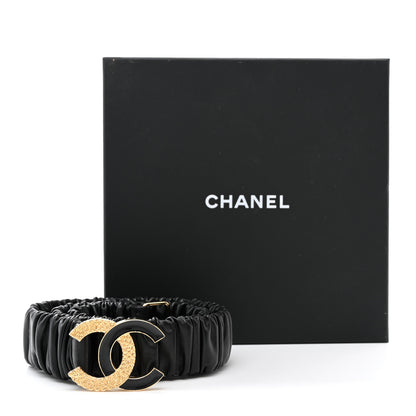 Chanel Lambskin Metal Ruched Chain CC Belt 80 32 Black 5 of 5