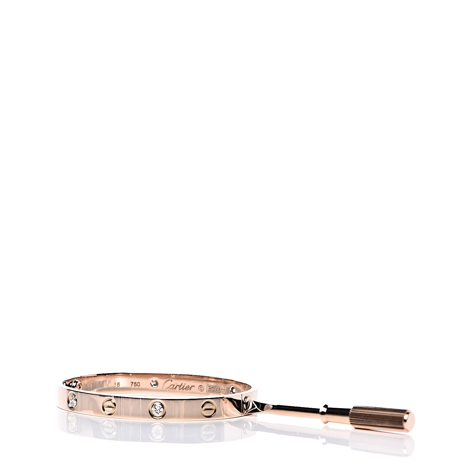 Cartier 18K Pink Gold 4 Diamond LOVE Bracelet 16 6 of 6