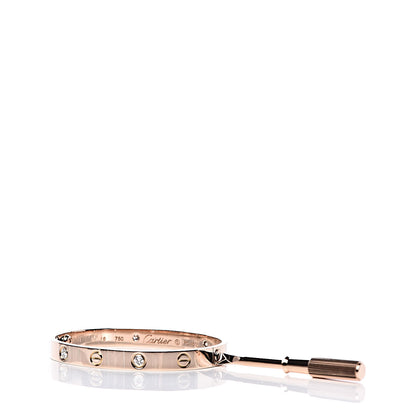 Cartier 18K Pink Gold 4 Diamond LOVE Bracelet 16 6 of 6