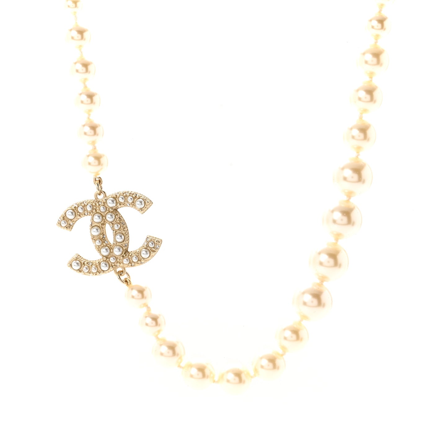 Pearl CC 100th Anniversary Necklace Light Gold
