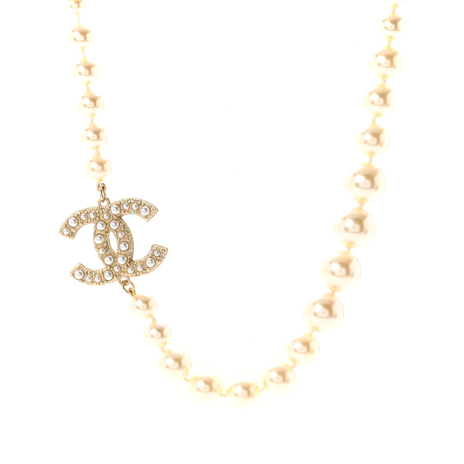 Chanel Pearl CC 100th Anniversary Necklace Light Gold 1 of 7