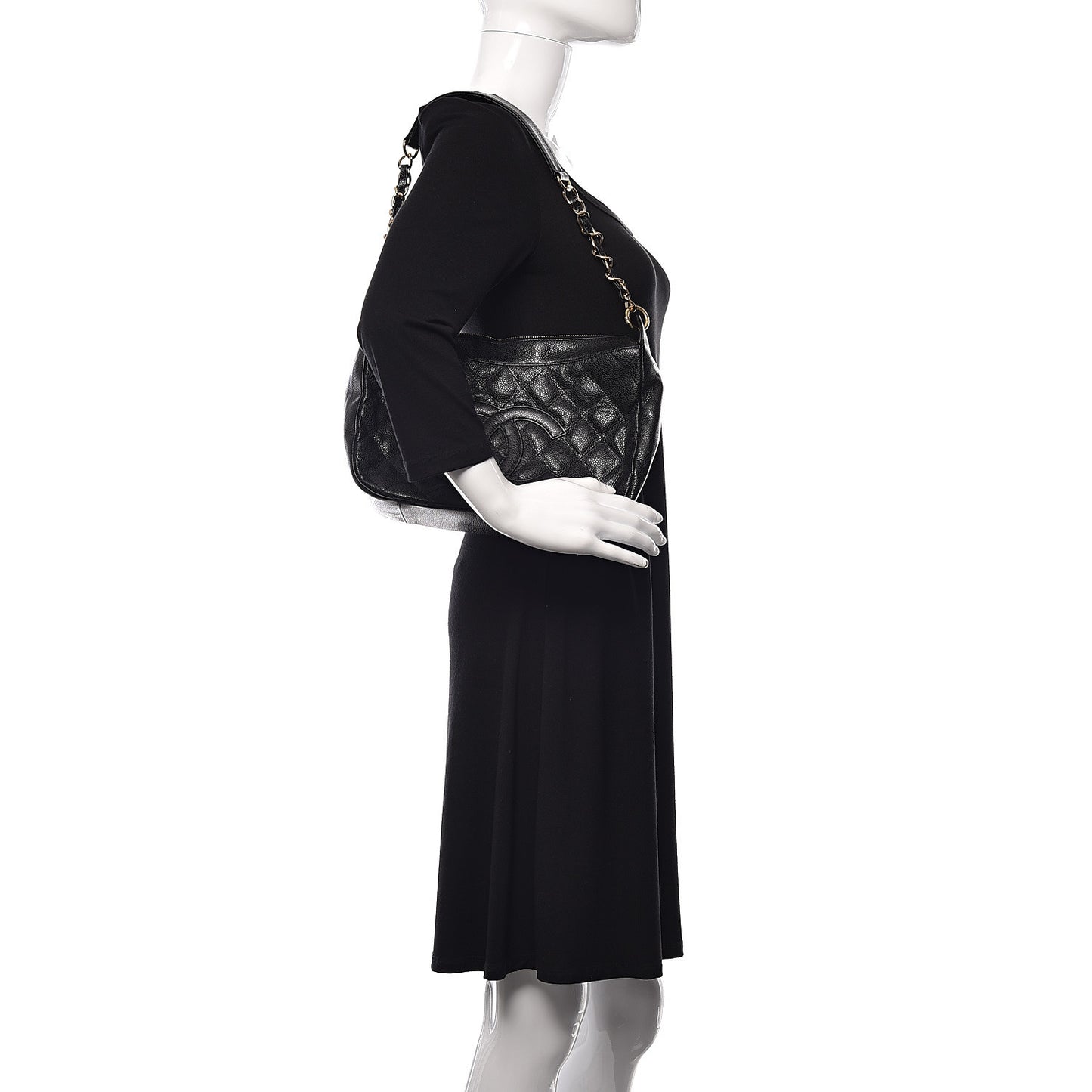 Caviar Quilted Timeless CC Shoulder Bag Black
