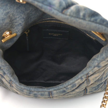 Saint Laurent Denim Quilted Toy Loulou Puffer Monogram Chain Satchel Rodeo Blue 5 of 9