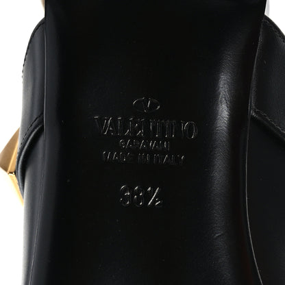 Valentino Garavani Calfskin Roman Stud Ankle Strap Flat Mules 38.5 Black 8 of 8