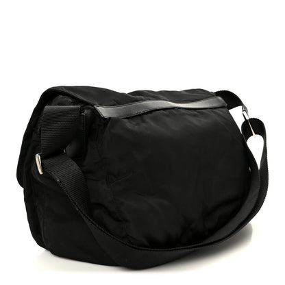Prada Tessuto Nylon Saffiano Double Buckle Messenger Shoulder Bag Black 3 of 13