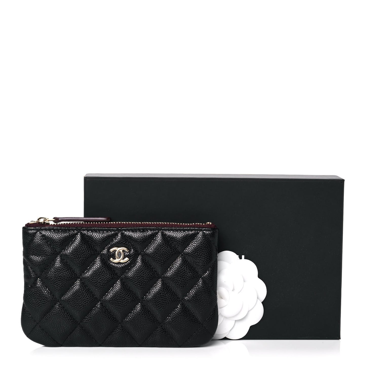 Caviar Quilted Small Cosmetic Case Black
