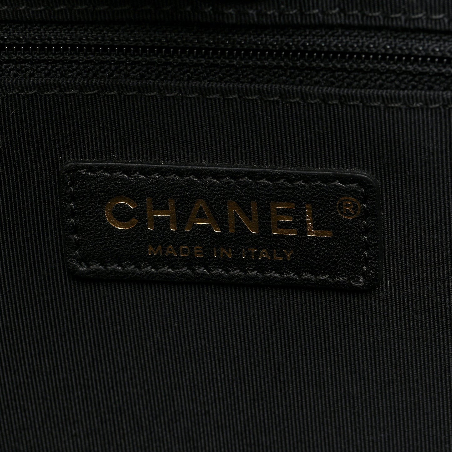 Calfskin Stitched Large Straight Lines Shopping Tote Black