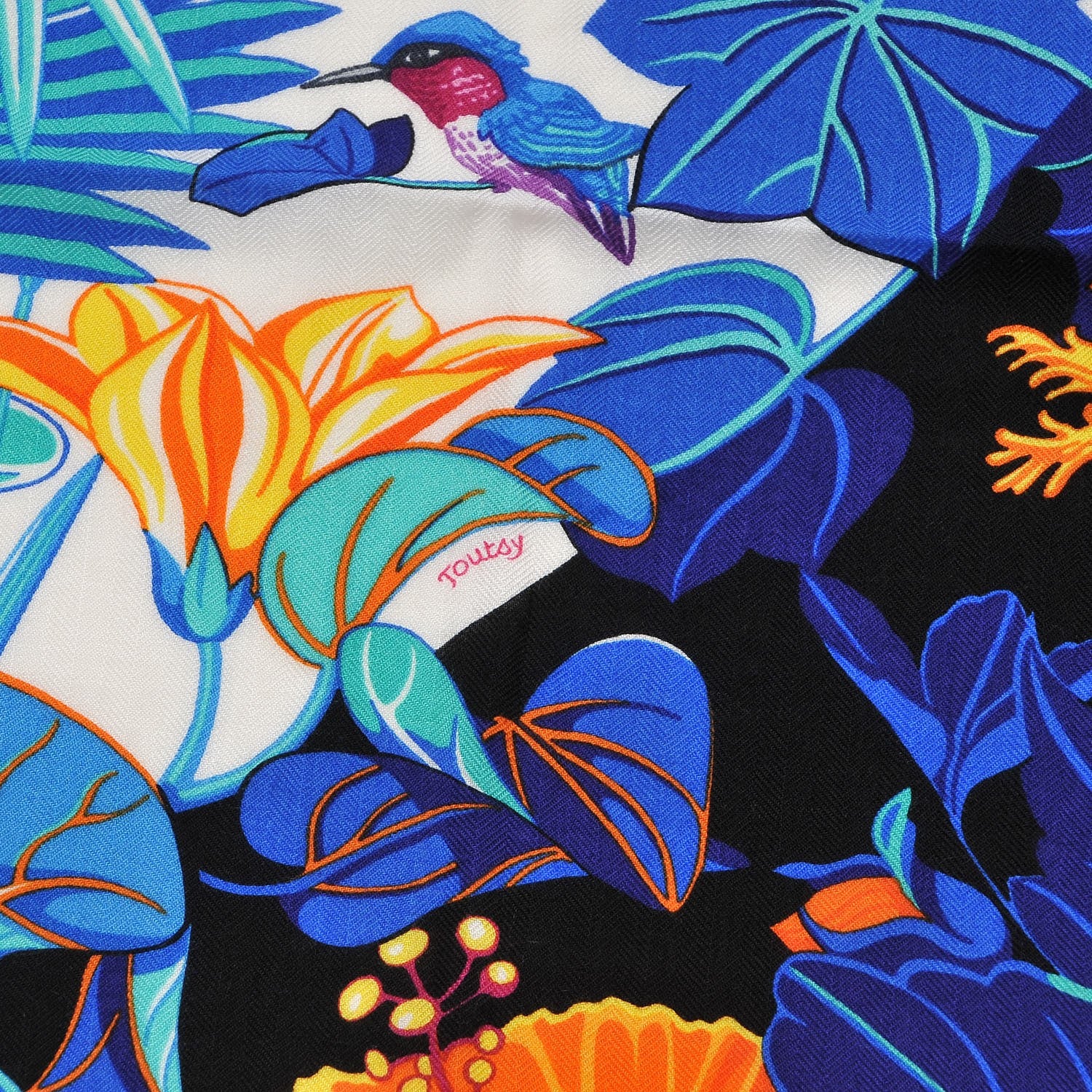 Hermes Cashmere Silk Flamingo Party Shawl 140 Rouge Vif Blanc Bleu 5 of 7