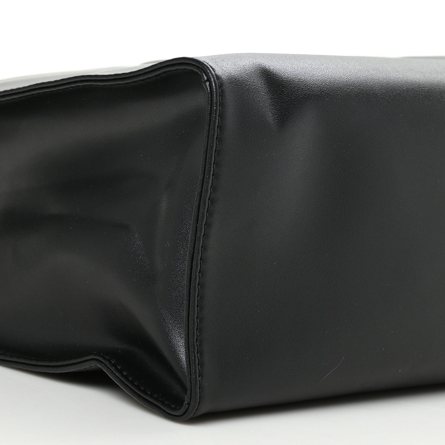 Vegan Leather Medium Shopping Bag Black
