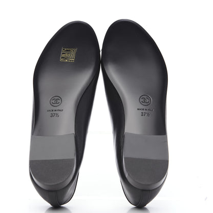 Chanel Lambskin Patent Cap Toe Ballerina Flats 37.5 Black 7 of 8