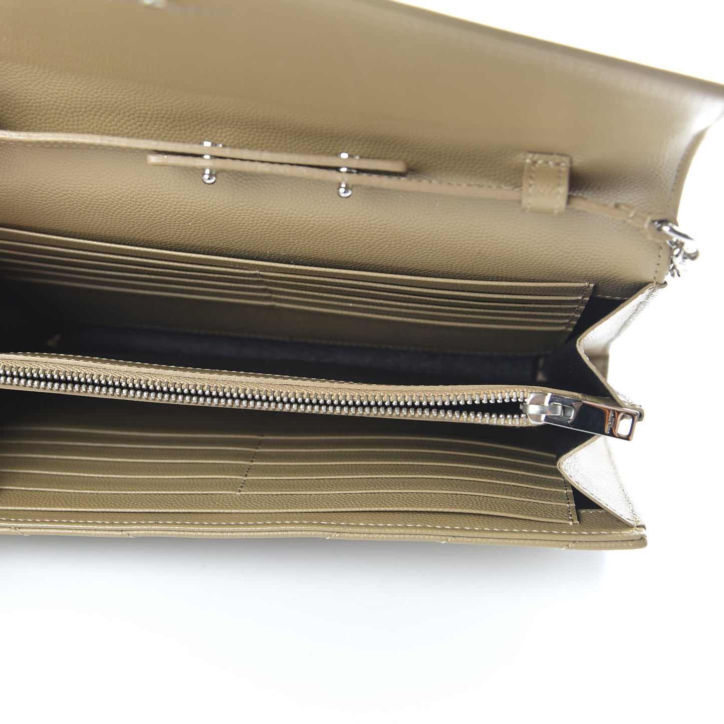 Grain De Poudre Matelasse Chevron Monogram Chain Wallet Deep Beige