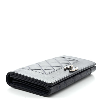 Chanel Sheepskin Quilted Mademoiselle Vintage Zip Around Wallet Navy 4 of 11