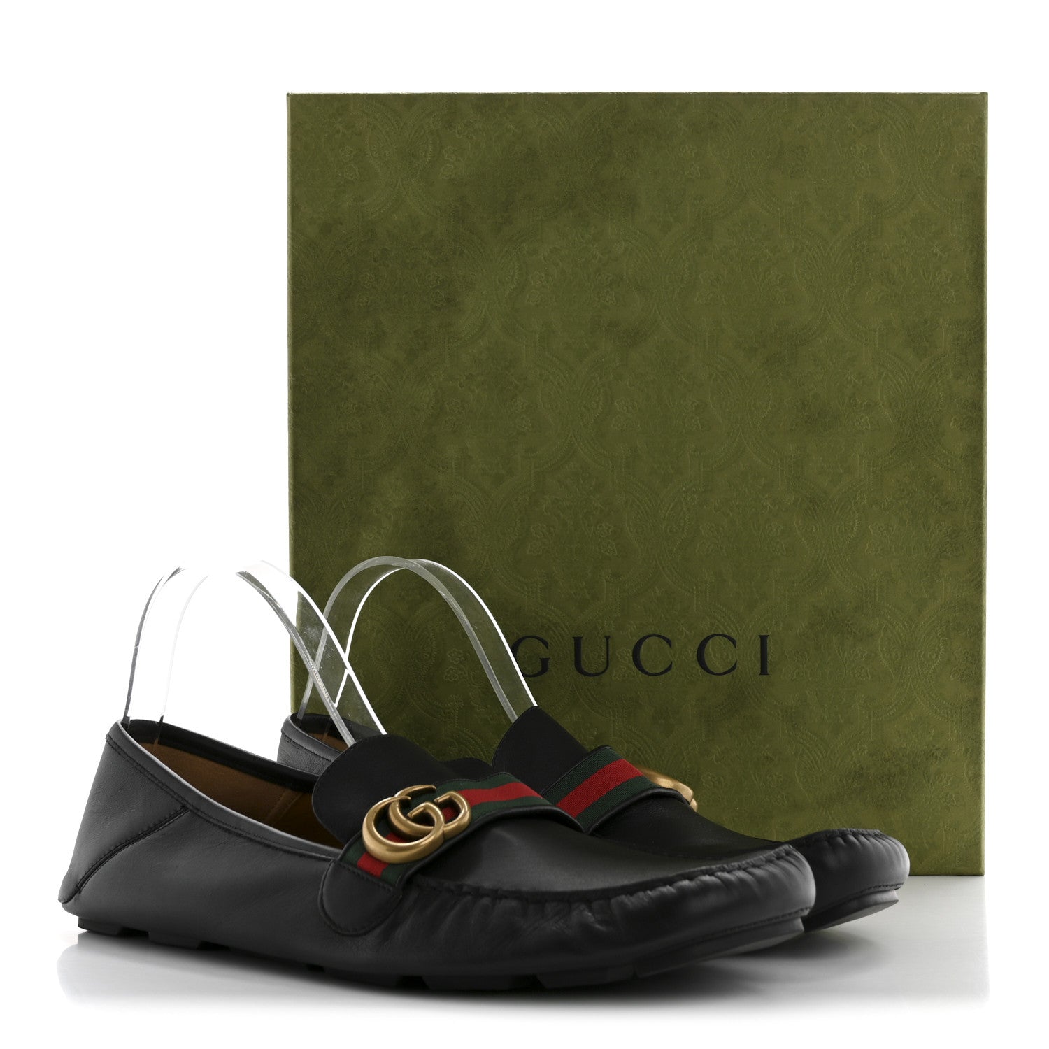 Gucci Velvety Calfskin Web Mens Noel Driver Loafers 12.5 Blue 12 of 12