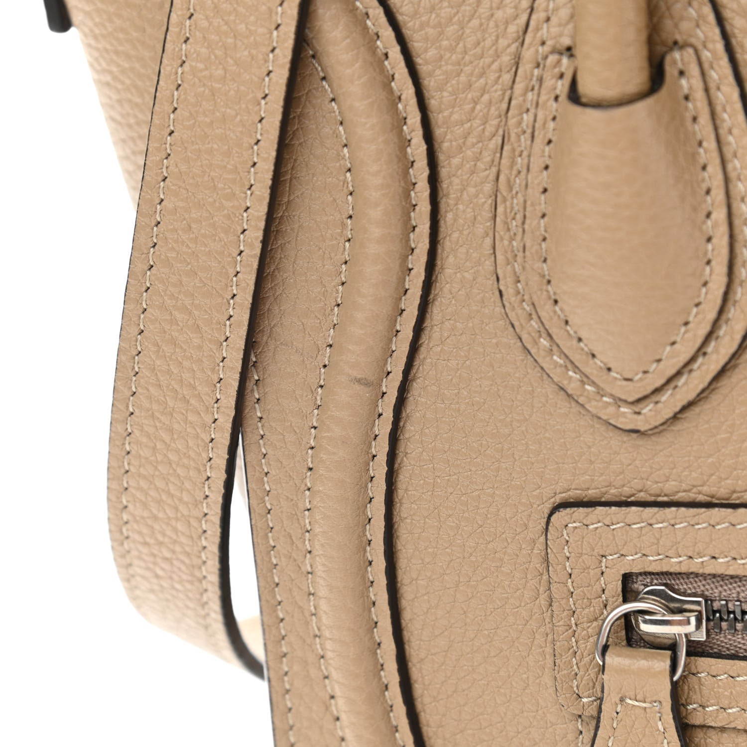 Celine Drummed Calfskin Nano Luggage Dune 8 of 12