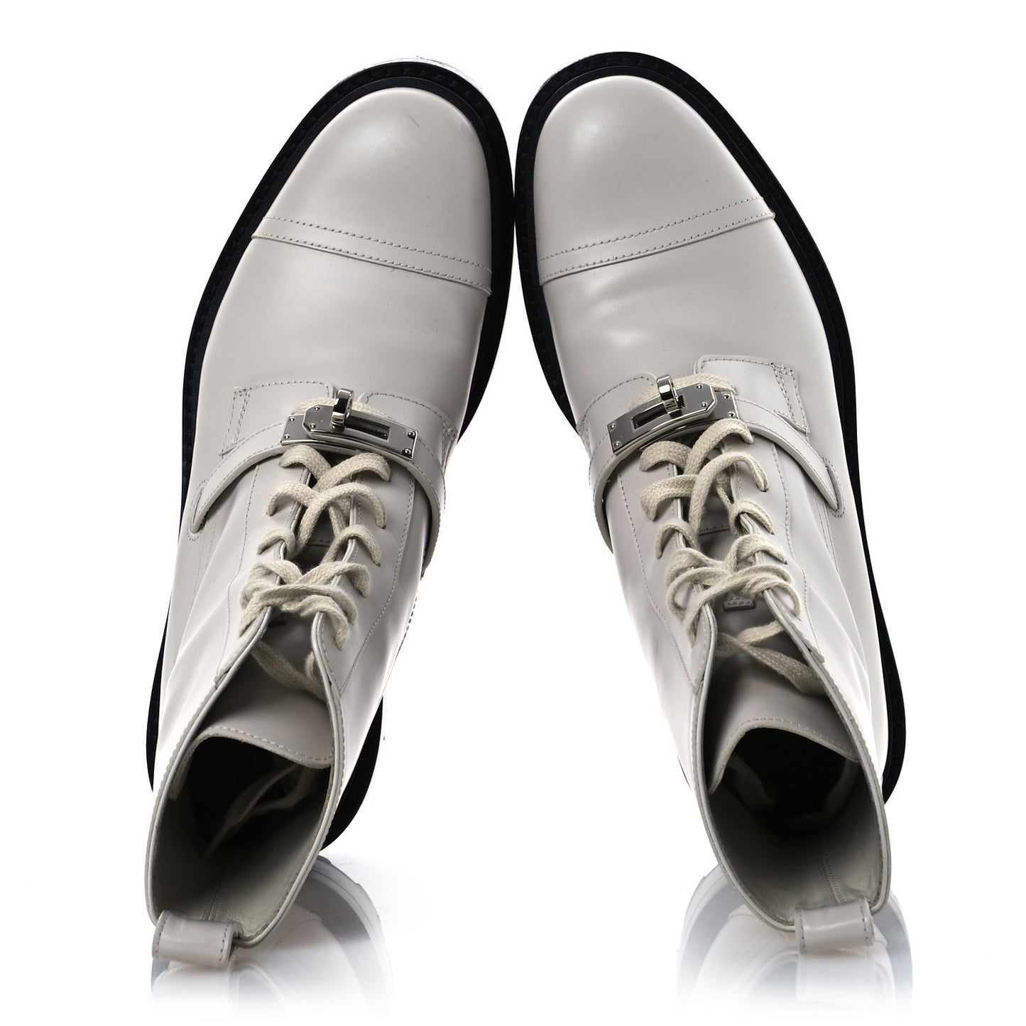 Glossed Calfskin Funk Ankle Boots 37.5 Beige Glaise
