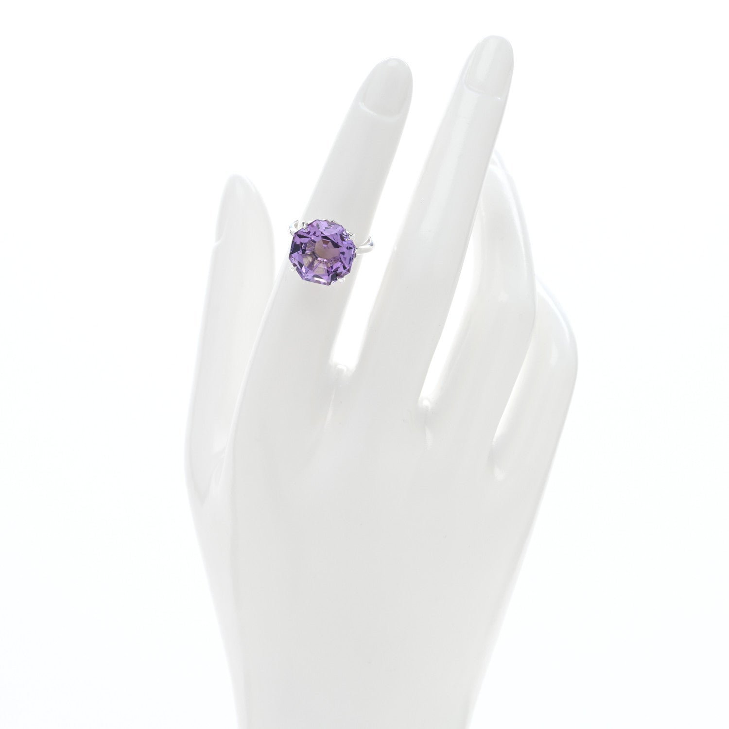 Tiffany Sterling Silver Amethyst Sparklers Octagonal Cocktail Ring 49 5 2 of 4