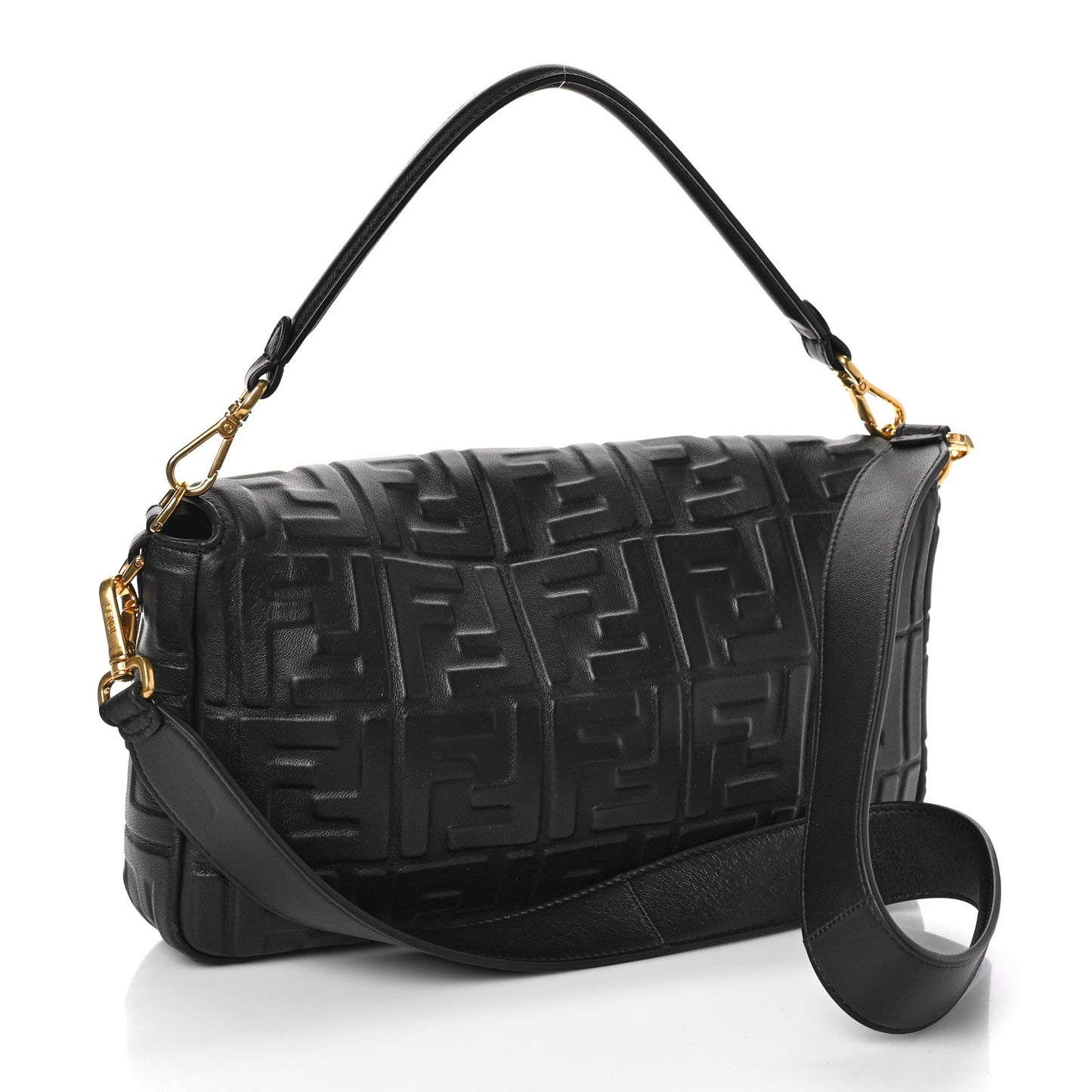 Nappa FF 1974 Embossed Large Baguette Black