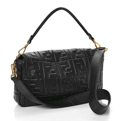 Fendi Nappa FF 1974 Embossed Large Baguette Black 3 of 8