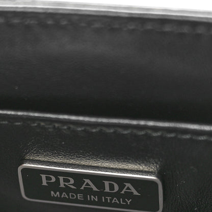 Prada Spazzolato Metal Triangle Logo Small Double Handle Crossbody Tote Black 6 of 10