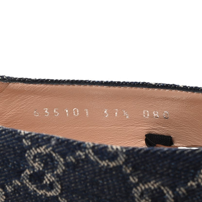 Gucci New Denim GG Monogram Nappa Deva Horsebit Chain Embellished Flats 37.5 Blue Tea Cuir Epilog 8 of 9