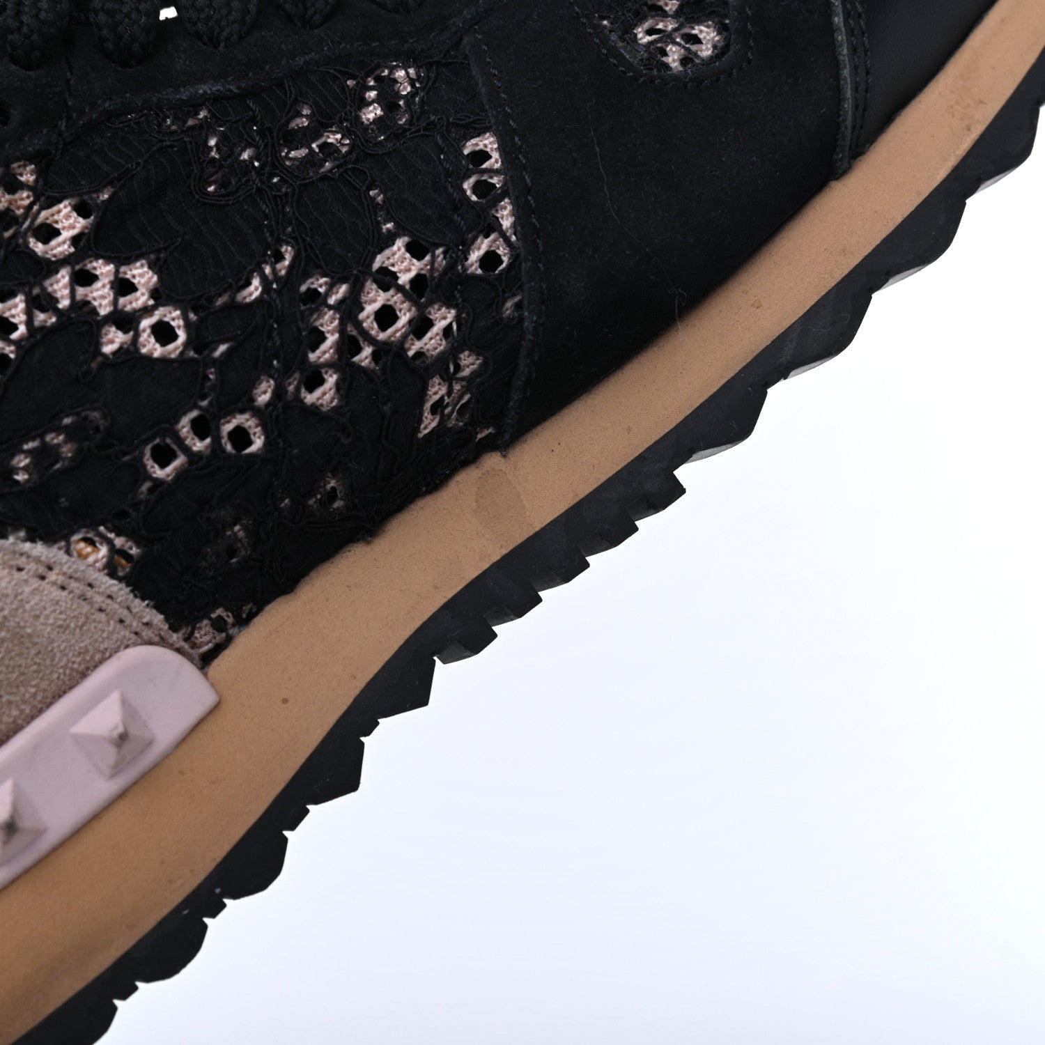 Valentino Garavani Macrame Lace Suede Womens Rockrunner Sneakers 36.5 Black 9 of 17