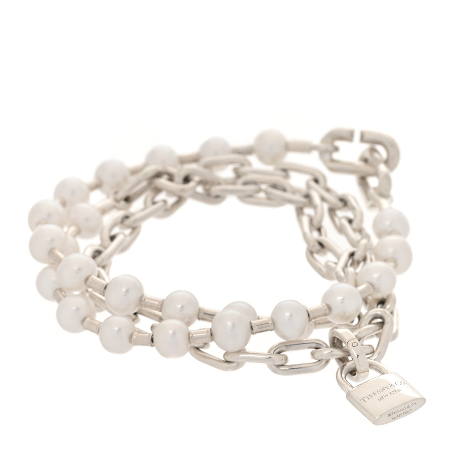 Sterling Silver Freshwater Cultured Pearl HardWear Lock Bracelet