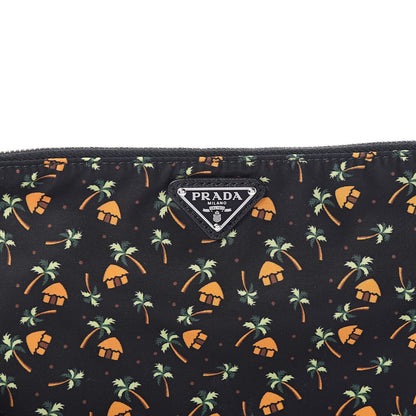 Prada Tessuto Nylon Palm Tree Print Pouch Black 9 of 9
