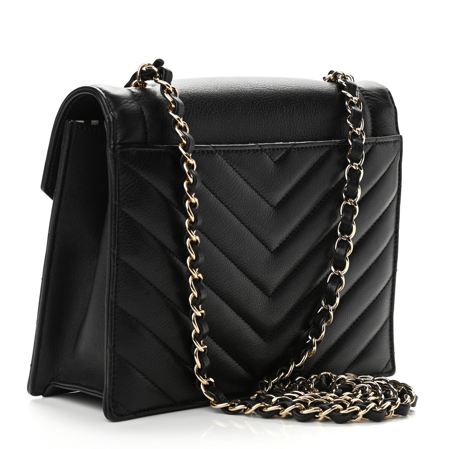 Chanel Calfskin Quilted Chevron Small Single Flap Black 3 of 11