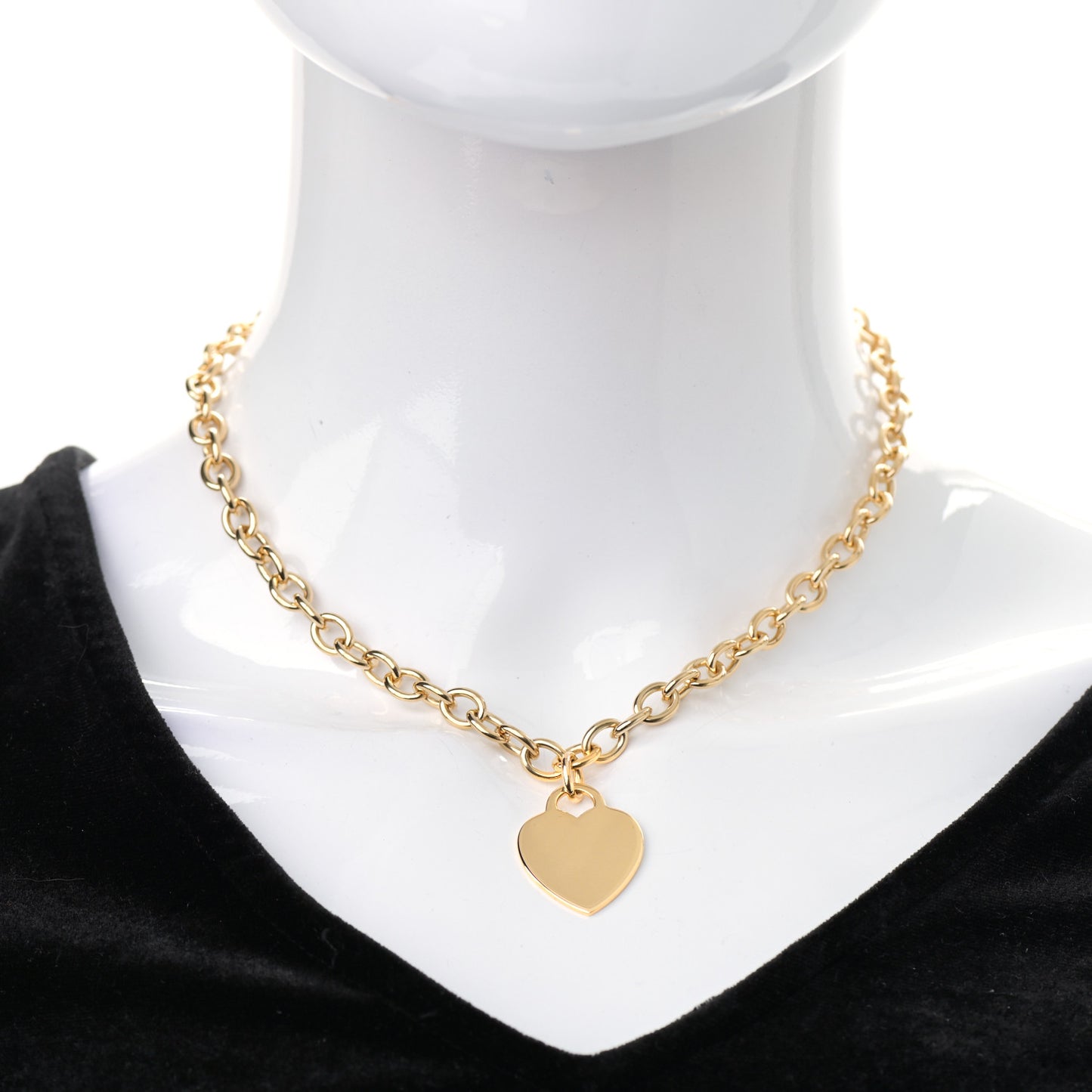 18K Yellow Gold Heart Tag Necklace