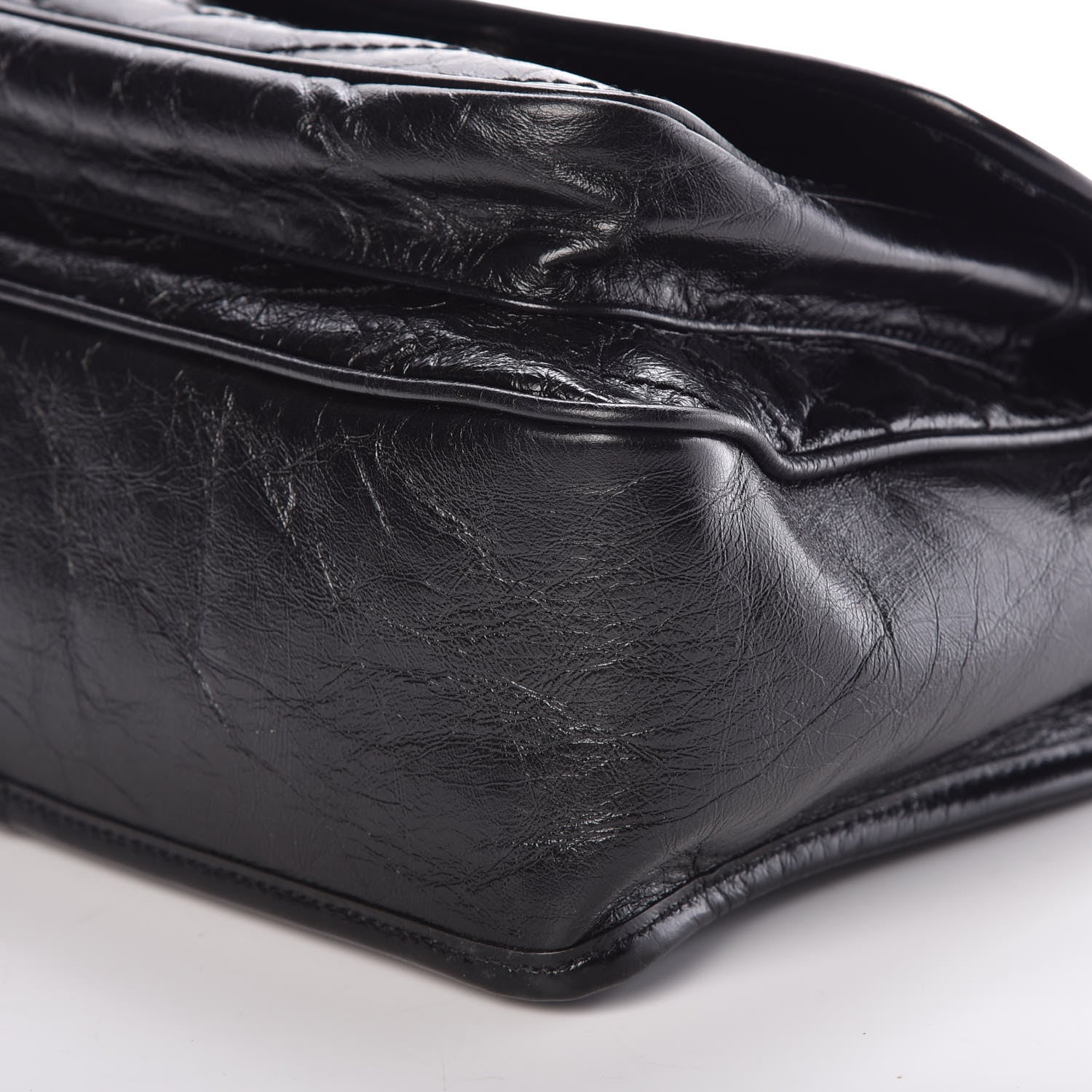 Saint Laurent Crinkled Calfskin Matelasse Monogram Medium Niki Chain Satchel Black 8 of 8