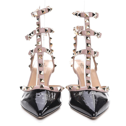 Valentino Garavani Patent Nappa Rockstud Ankle Strap 65mm Pumps 37 Black Poudre 2 of 9